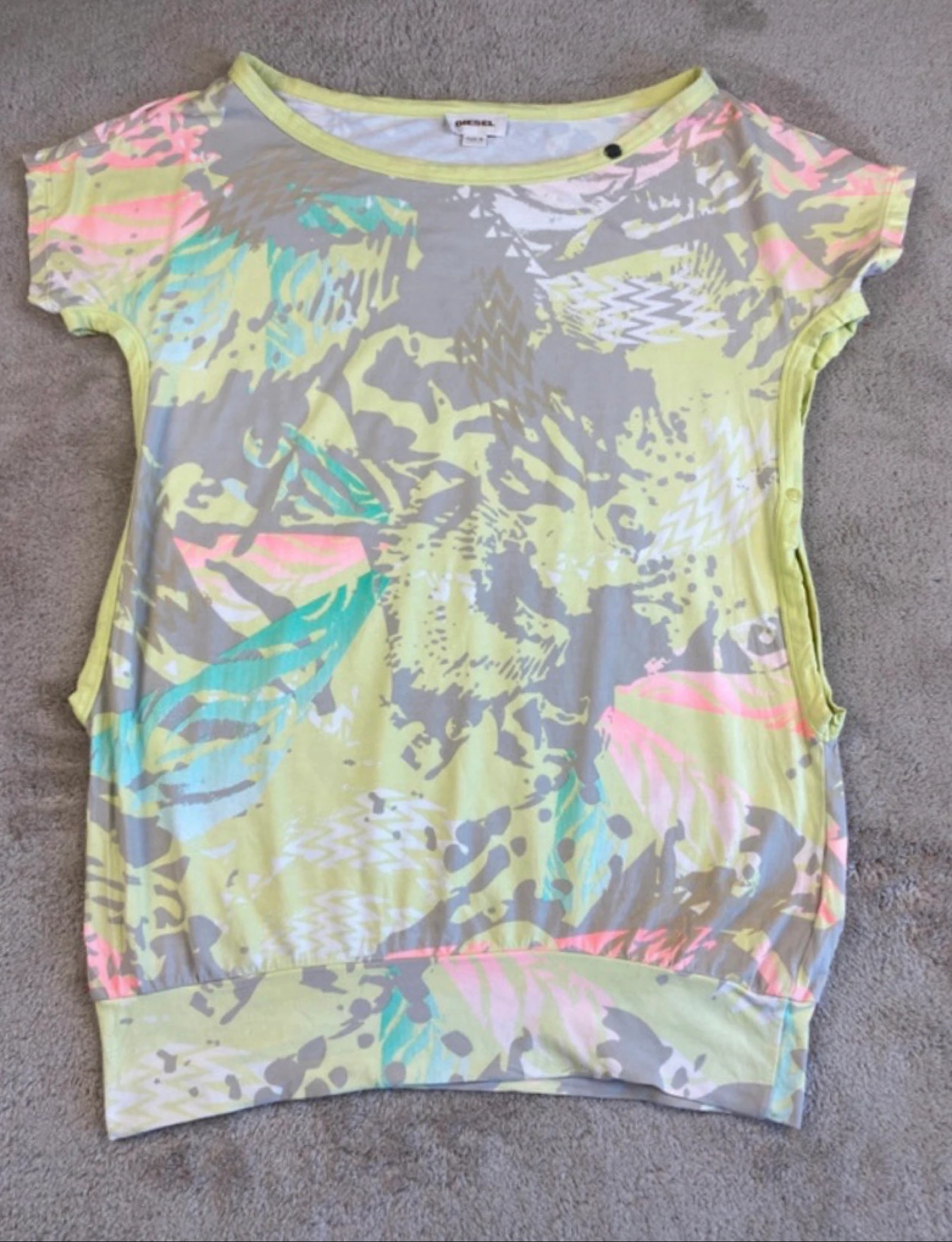 Diesel Camiseta Larga Estampado Neón Y2K Multicolor Talla M – photo 2